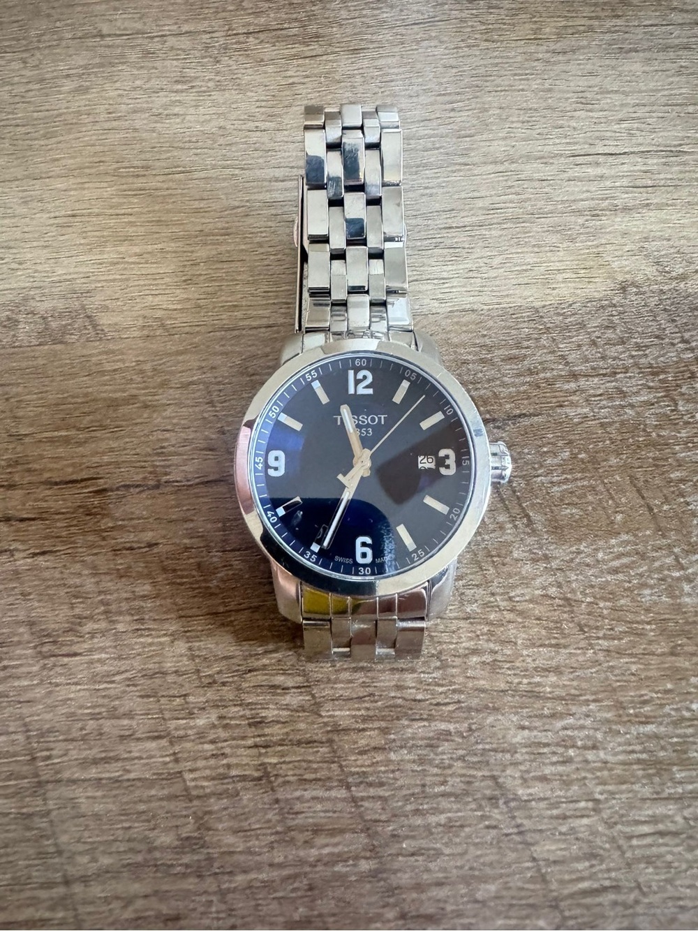 Tissot Black Dial Silver-Tone Bracelet Watch